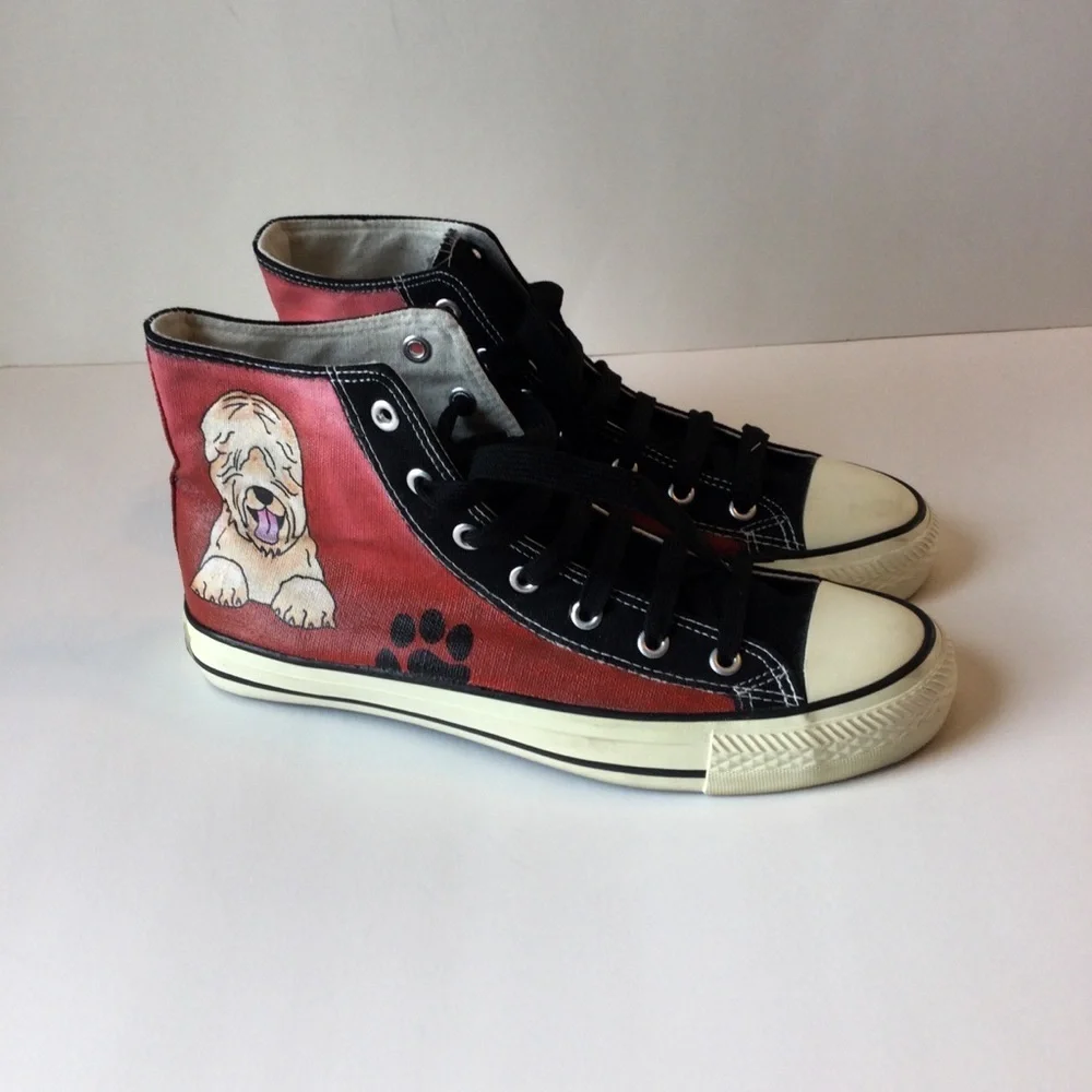 Tony-P Black and Red High-Top Sneakers with Chic Dog Design Size 40 or kids 7